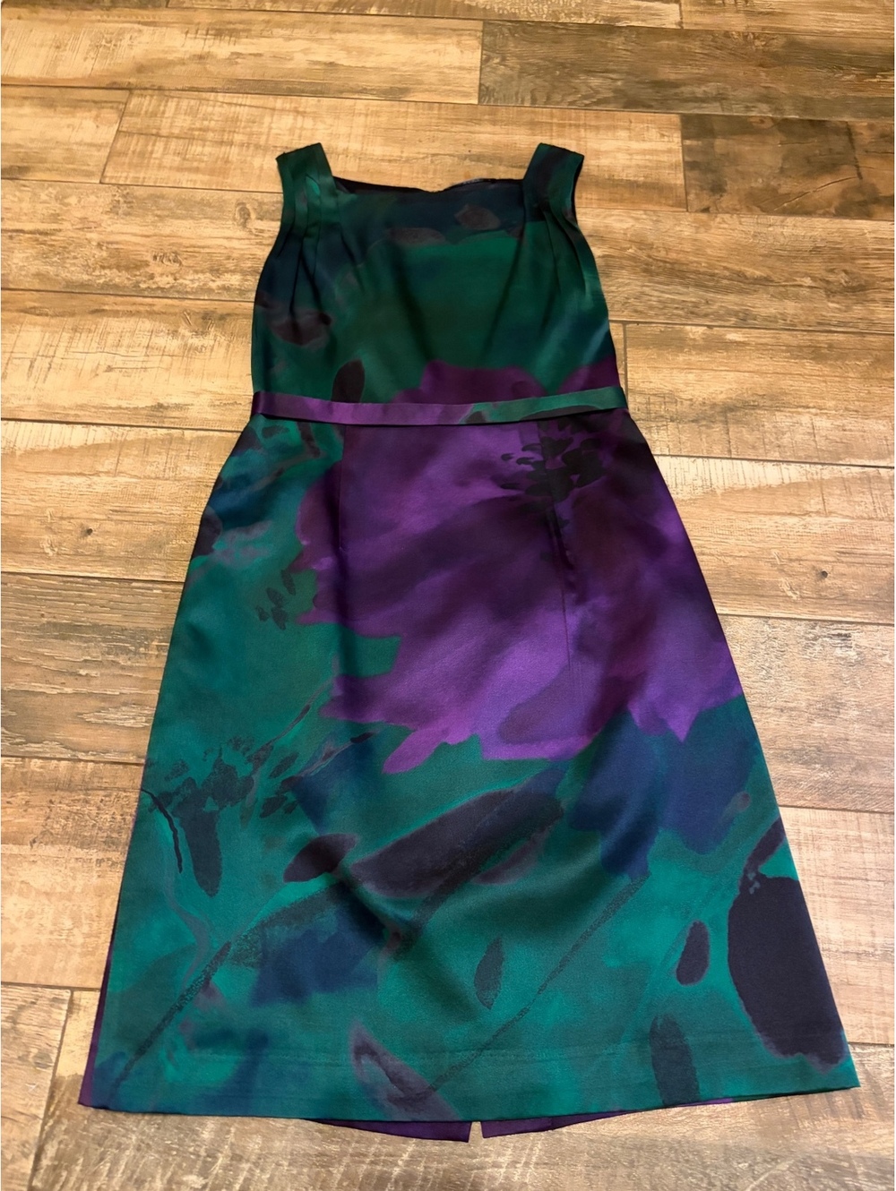 Elie Tahari sleeveless watercolor abstract dress silk green and purple Size 2